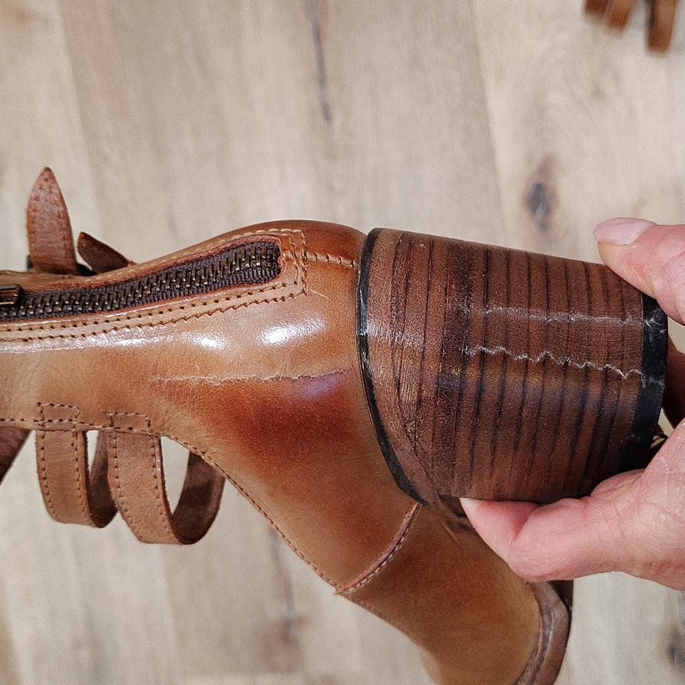 freebird Tan Leather Multi-Strap Block Heel Pumps - Picture 6 of 16